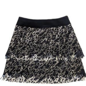 5/$55 Ann Taylor lined, layered, tiered, fringe animal print skirt, side zip 8